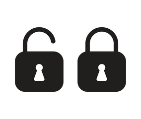 Lock and unlock icon privacy symbol vector