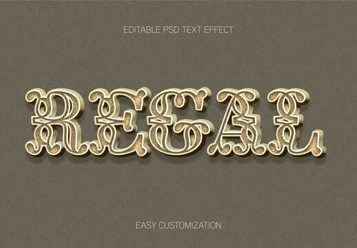 Gold And Beige Victorian Font Ornamental Antique Text Effect
