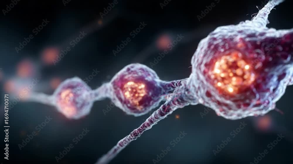 Poster microscopic neurons: a detailed microscopic view of interconnected neurons, highlighted with vibrant