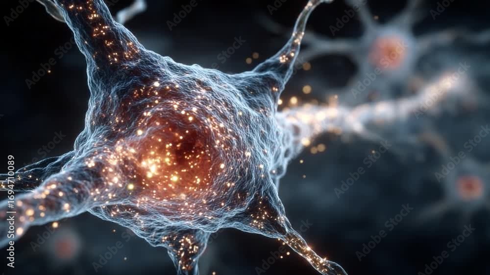 Poster neural network: a detailed depiction of neurons and their connections, a microscopic view of interco
