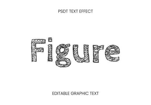 Black And White Sketch Font Scribbled Outline Text Effect