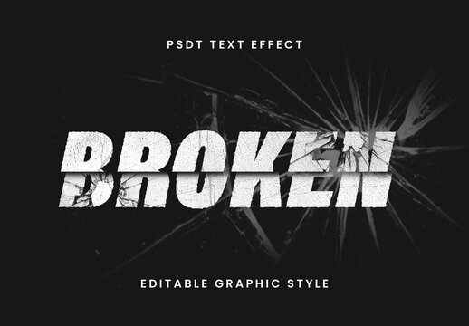 White Broken Text Effect Glass Shattered Font
