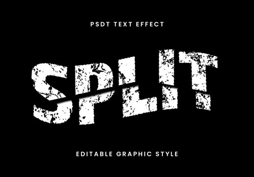 White Broken Text Effect Grunge Split Font