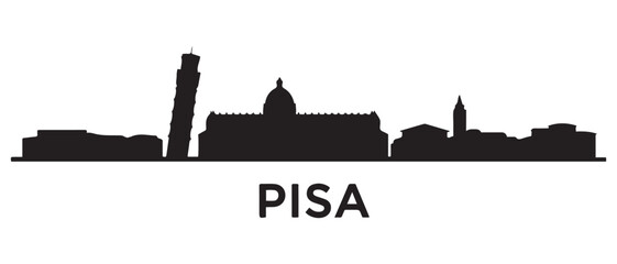 Obraz premium Pisa skyline silhouette. Black Pisa city design. Vector black silhouette. with white background