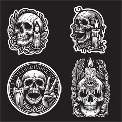 A vector illustration of Skull Head and candle light 