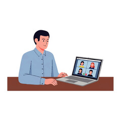 Professional man in video conference meeting with colleagues, modern business collaboration