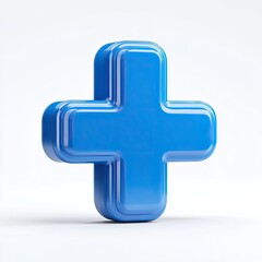 Obraz premium 3D Blue Plus Sign on White