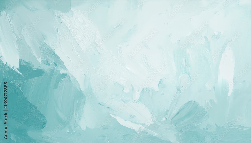 Poster soft turquoise abstract brushstrokes with fluid texture blending light shades for calm serene backgr