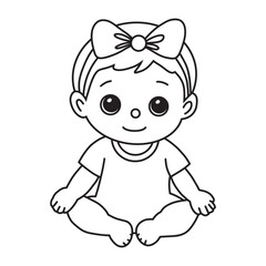 Obraz premium little baby girl sitting, vector illustration