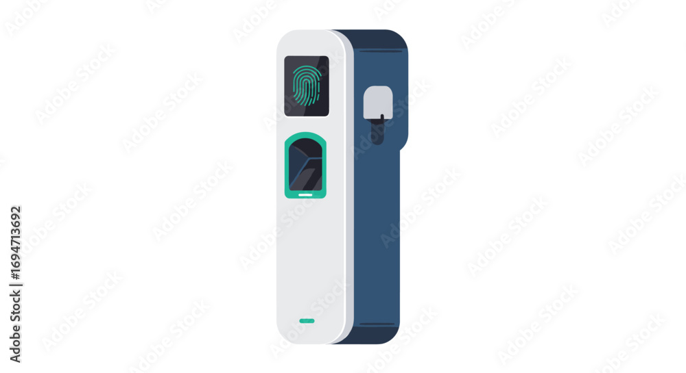 Poster modern smart door lock with fingerprint scanner and keypad