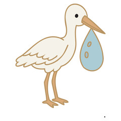 stork delivering a baby, vector illustration