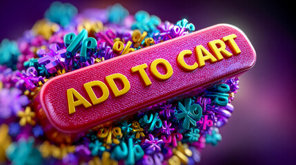 Add to cart button with colorful sale icons