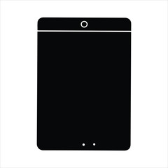 Sleek black tablet device silhouette with subtle button and camera details ideal for tech concepts