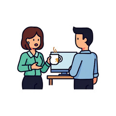 Fototapeta premium Business colleagues discussing ideas over coffee in modern office, collaboration concept