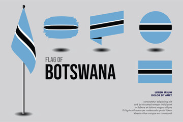 Set of Botswana flag in 5 designs