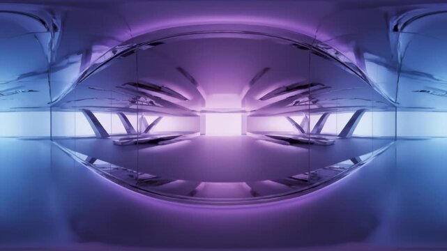 360 orbit around curved mirror wall with gradient illumination