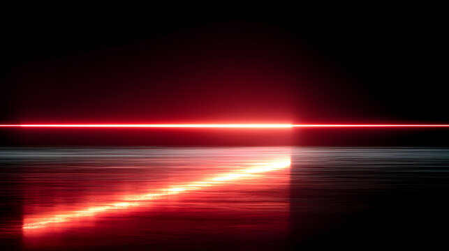 Red neon laser lights glowing vibrantly against a slek black background, creatng a striking visual contrst.
