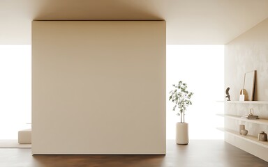 Fototapeta premium Minimalist interior with neutral tones and natural elements beige