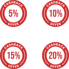 Cashback Offer Badges Set in Red Circular Design