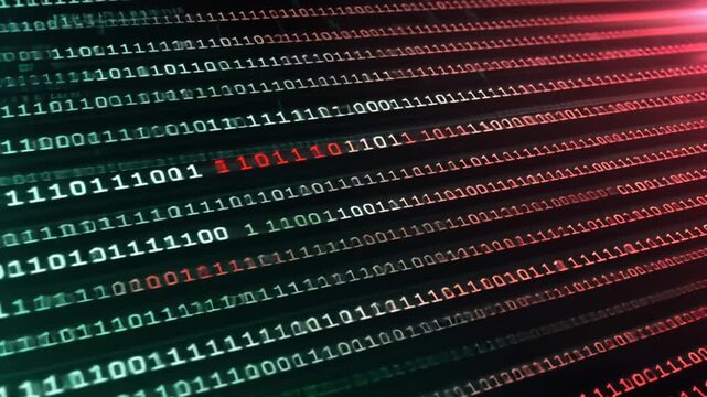 binary code digital stream red and green glow transition orbit left  video