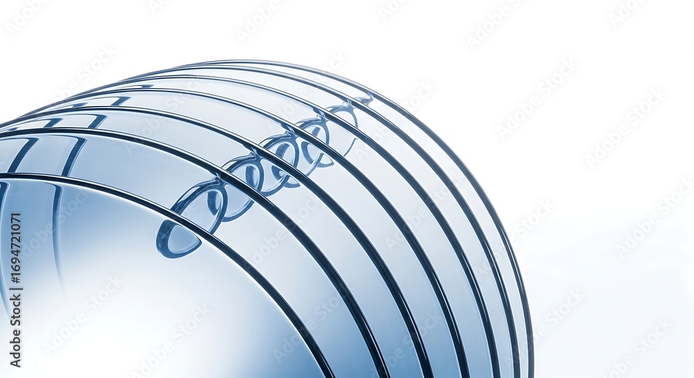 Poster dynamic abstract blue glass-like arcs with subtle intertwined pattern