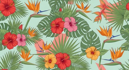 Tropical Floral Seamless Pattern.