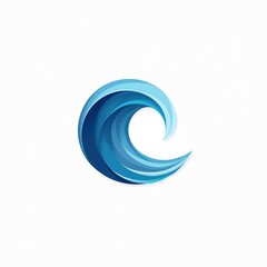 Abstract blue wave logo design. Graphic illustration features swirling ocean current symbol on clean white background. Smooth, dynamic curves represent fluidity, motion, energy, perfect for branding