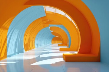 Colorful, arched tunnel interior