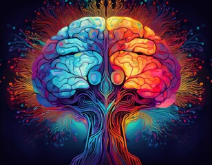 Obraz premium vibrant brain connection celebrating neurodiversity generative ai