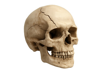 Fototapeta premium Human skull showing teeth with transparent background