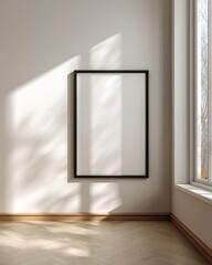 Empty framed canvas on wall (1)