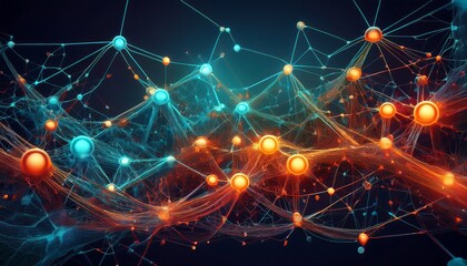 Obraz premium a dense network of interconnected nodes against a dark background this network resembles a microscopic view of cells or a conceptual representation of a complex system or network