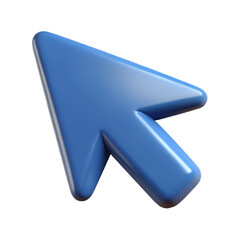 A blue cursor arrow pointing upwards and to the right, isolated on transparent background