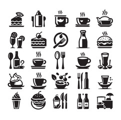 Vector Food & Drink Icons – Cafe and Restaurant Symbol Collection