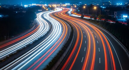 Highway Light Streaks at Night