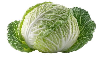 Obraz premium Close-up of a fresh green cabbage on transparent background