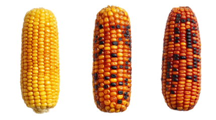 Three ears of corn on transparent background