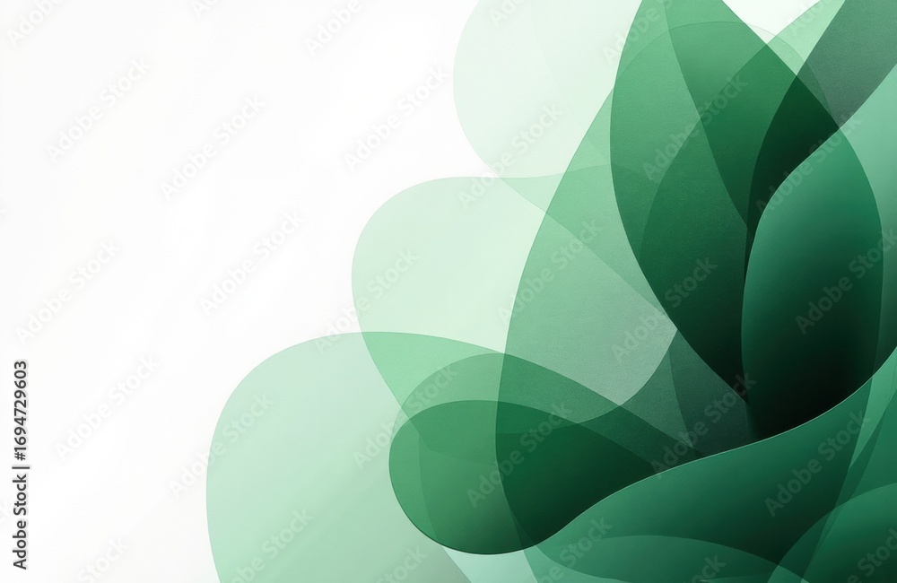 Poster green abstract shapes overlapping on a white background creating a modern design
