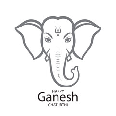 Ganesh chaturthi celebration lord elephant deity line art religious festival greeting vector