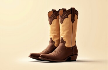Western cowboy boots standing upright on a neutral background