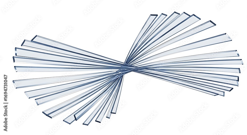 Poster abstract dynamic pattern of translucent blue strips on white background
