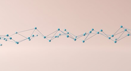 Abstract 3D render of a plexus network structure with interconnected blue nodes symbolizing the complexity of science and global communication