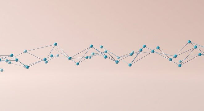 Abstract 3D render of a plexus network structure with interconnected blue nodes symbolizing the complexity of science and global communication