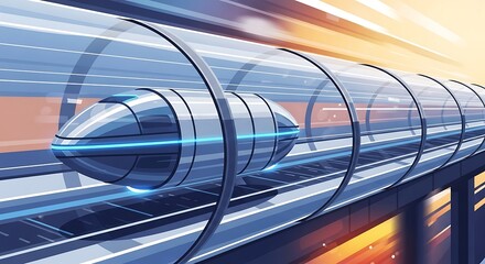 Futuristic Hyperloop Train Travel.