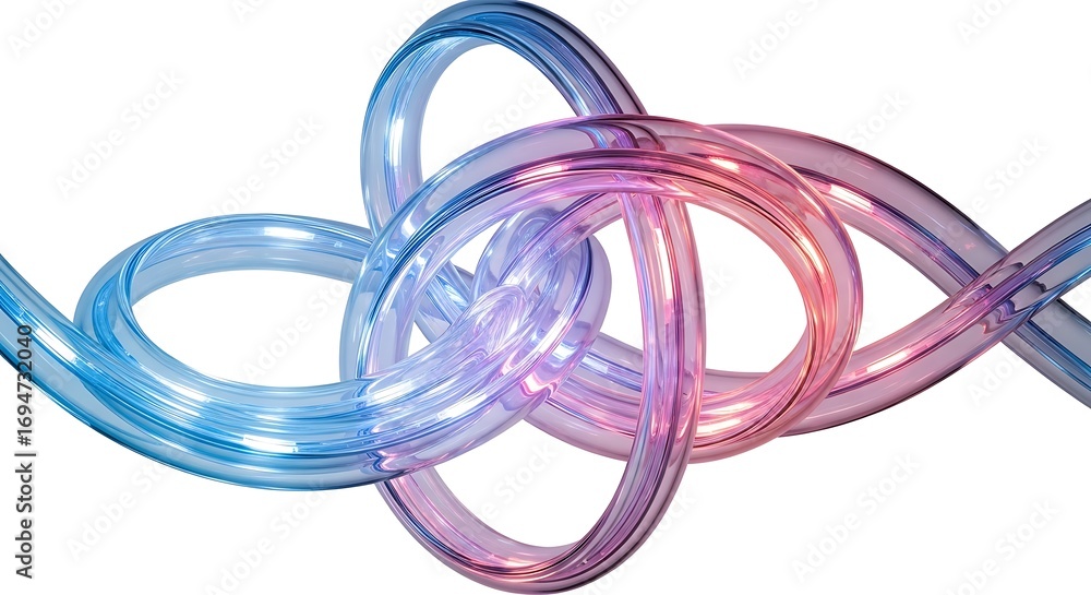 Poster dynamic abstract intertwined tubes with gradient colors on white