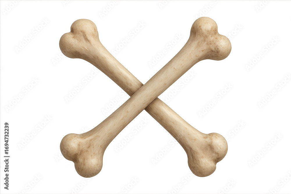 Poster two crossed bones forming an x shape on transparent background