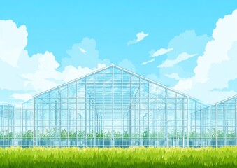 Obraz premium Greenhouse under a summer sky