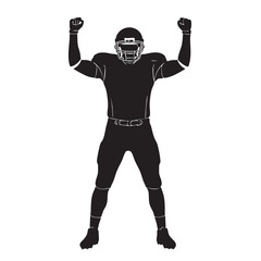 Minimalist Vector Illustration of Celebrating Football Player in Black White Style