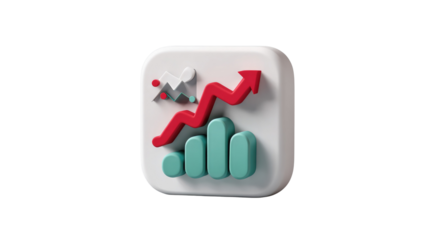 Business Data Growth: A stylized icon showcases financial growth with upward trending arrows. Depicting the dynamism of business and the pursuit of achievement.