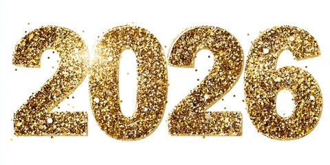 Gold glitter numerals for 2026